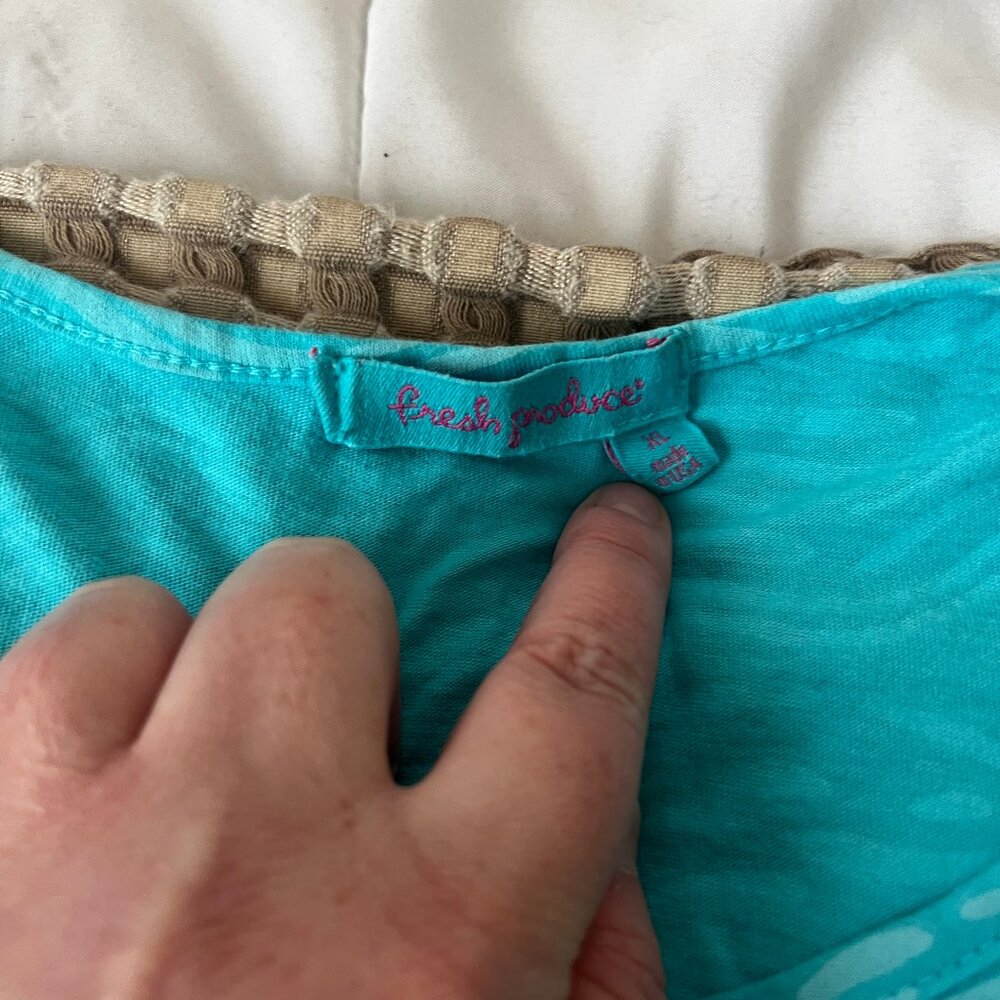 Fresh Produce Size XL Light Blue/Aqua Cotton T-Shirt Dress - Picture 4 of 4